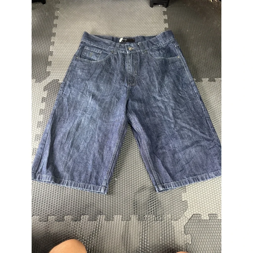 ROCAWEAR Men's Size 36 Dark Wash Denim Baggy Carpenter Jean Shorts 100% Cotton